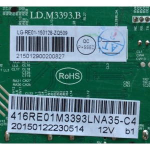 MAIN / RCA 416RE01M3393LNA35-C4 / LD.M3393.B / LG-RE01-150128-ZQ509 / PANEL V420DK1-QS1 / MODELO LED42C45RQ