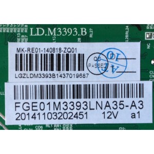 MAIN / RCA FGE01M3393LNA35-A3 / LD.M3393.B / 20141103202451 12V a1 / 3393B1437 / 20141103202451 / MK-RE01-140818-ZQ01
