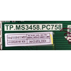 MAIN / FUENTE / (COMBO) A16090230 / TP.MS3458.PC758 / MODELO U55 PCIV58CE / PANEL HV550QUB-N81	