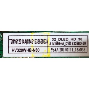 MAIN / FUENTE / SCEPTRE A16121356 / TP.MS3553.PB855 / MODELO E32 BXSV53CD / PANEL HV320WHB-N80	