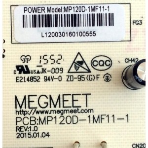 FUENTE DE PODER / HITACHI MP120D-1MF11-1 / PCB:MP120D-1MF11-1 REV:1.0 / E214852 / MODELO LU43V809	