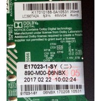 MAIN / FUENTE / (COMBO) / ELEMENT K17010188 / TP.MS3393.PB801 / E17023-1-SY / 890-M00-06NBX / MODELO ELEFW3916 / PANEL LC390TA2A	