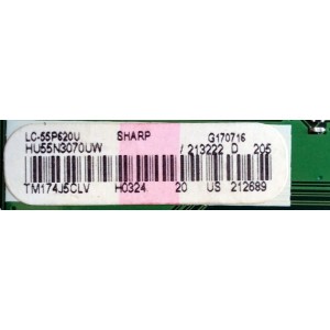 MAIN / SHARP 213222 / RSAG7.820.6715/ROH / 212689 / HU55N3070UW / PANEL HD550K3U82-K1\S3\GM\ROH 212684/ MODELO LC-55P620U