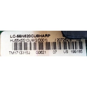 MAIN / SHARP 207262 / RSAG7.820.6591/ROH / HU55K5510UWG(0001) / 205005 / 199185 / TM1713315J / MODELOS LC-55N620CU / LC-55N7000U