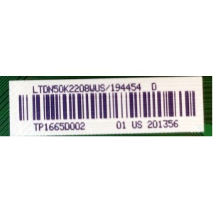 MAIN / SHARP 194454 D / RSAG7.820.6400/ROH / TP16650002 / LTDN50K2208WUS / PANEL HD500DF-B54(020)\T1\B1\S28\GM\ROH / MODELO LC-50N4000U
