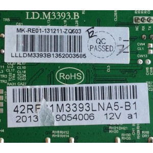 MAIN / RCA 42RE01M3393LNA5-B1 / LD.M3393.B / MK-RE01-131226-ZQ602 / MODELO LED42C45RQ / PANEL T420HW09-V1-12V	