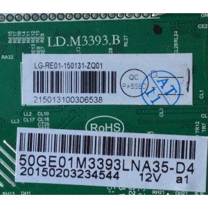 MAIN / RCA 50GE01M3393LNA35-D4 / LD.M3393.B / LG-RE01-150131-ZQ01 / MODELO LED50B45RQ 5501-LE50B45-D4 / PANEL V500HJ1-P01-12V	