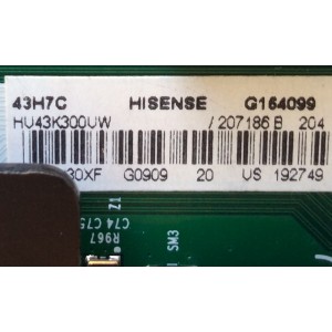 MAIN PARA TV HISENSE / NUMERO DE PARTE 207186 / RSAG7.820.6591/ROH / 192749 / HU43K300UW / PANEL´S HD426DU-B51(010)\S1\XP\GM\ROH / HD426DU-B51(010)\S0\XP\GM\ROH / HD426K3U51-T1 / DISPLAY T430QVN02.1 / MODELO 43H7C