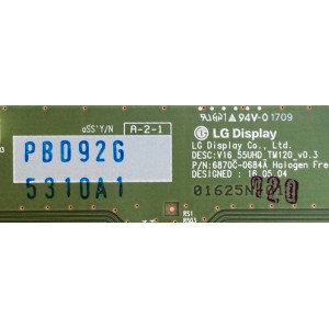 T-CON / LG 6871L-5310A / 5310A / 6870C-0684A / MODELO 55UH7650-UA.BUSZLJR / PANEL LC550EGE(FJ)(M5)