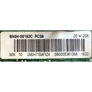 MAIN / SAMSUNG BN94-08192C / BN97-08922T / BN41-02157B / MODELO UN60H7100AFXZA GH02	