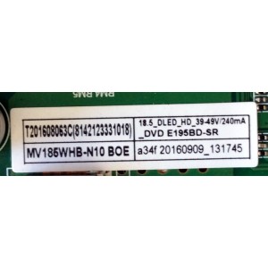 MAIN / FUENTE (COMBO) / SCEPTRE K16099662 / TP.MS3393.PA506 / MODELO E19 PDQV93JB / PANEL MV185WHB-N10	