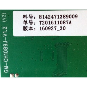 TARJETA LOGICA / SCEPTRE 0413-4000-S2 / 8142471389009 / T201611087A / 160927_30 / GM-CH1089J-V1.2 / MODELO E32	