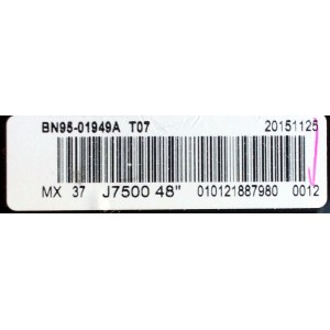 T-CON / SAMSUNG BN95-01949A / BN97-09236A / BN41-02297A / MODELO UN48JU7500FXZA TS01 / PANEL CY-WJ048FLLV1H GW48	