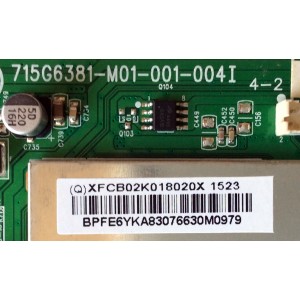 MAIN / VIZIO 756TXFCB02K0180 / XFCB02K0180 / (Q)XFCB02K018020X 1523 / 715G6381-M01-001-004I / MODELO D32H-C1 LTTUTBBR / PANEL TPT315B5-WHBN0.K REV:S5941C	
