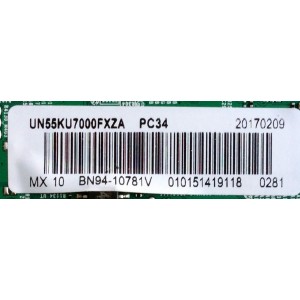 MAIN PARA TV SAMSUNG / NUMERO DE PARTE BN94-10781V / BN41-02528A / BN97-10970A / BN9410781V / PANEL CY-KK055HGLVAH / MODELOS UN55MU7000 / UN55KU7000 / UN55MU7000FXZA FA01 / UN55KU7000FXZA FB03