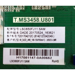 MAIN / SCEPTRE H17051147 / T.MS3458.U801 / LSC650FJ11 SAM / MODELO V65 SPTV589DA / PANEL LSC650FJ11-W02	
