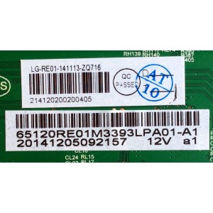 MAIN / RCA 65120RE01M3393LPA01-A1 / LG-RE01-141113-ZQ716 / 1113-ZQ716 / KB-6160 E123995 / MODELO PRK65A65RQ / PANEL V650DK1-PS7-A1	