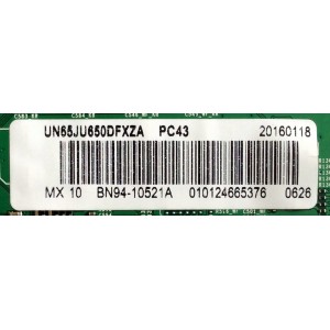 MAIN PARA TV SAMSUNG NUMERO DE PARTE BN94-10521A / BN97-10062C / BN41-02344D / MODELO UN65JU650DFXZA ID03 / UN65JU650DFXZA IS05 / PANEL CY-GJ065FGNV6H	