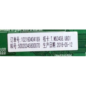MAIN / HITACHI L16052639 / T.MS3458.U801 / 50020345800070 / MODELO 55L6	