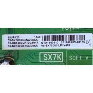 MAIN PARA TV TCL 08-CS550CUN-OC401A  / 40-SX7KNA-MAG4HG / GTA1600110 / 08-SX70003-MA200AA / V8-SX70001-LF1V408 / 08-SX70003-MA300AA / MODELO 55UP120 / 55US5800 / 55US57 / 55UP120