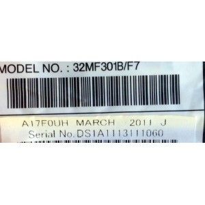 MAIN / MAGNAVOX A17F0MMA-001-DM / A17F0UH / BA17F1G0401 1 / MODELO 32MF301B / F7 DS1 / 32MF301B / F7 DS2 / PANEL UK32MXB