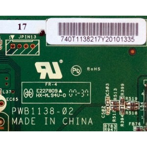 MAIN / WESTINGHOUSE 5097697001 / PWB1138-02 / MODELO SK-26H240S TW-50303-C026A / SK-26H520S TW-50203-C026A / PANEL V260B1-L01 REV C2	