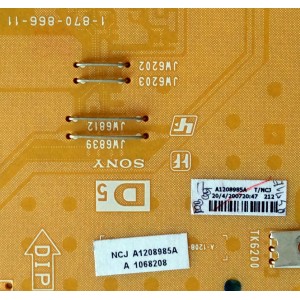 TARJETA D5 PARA TV SONY / NUMERO DE PARTE A-1208-985-A / 1-870-866-11 / A1208985A / PANEL LTZ520HT-LH2 / MODELOS KDL-52XBR2 / KDL-52XBR3