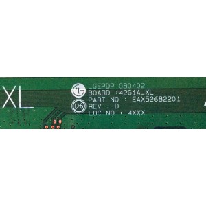 XL BUFFER / LG EBR50222102 / EAX52682201 / XRLBT / 42G1A_XL / LGEPDP 080402 / MODELO VP422HDTV10A / PANEL PDP42G1T245 / PDP42G1XXXX