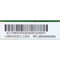 LED DRIVER / TOSHIBA 75040187 / C580S01E02B / 4Z1X56QXNFD / L580S202EC-C003 / REV. CA / MODELO 58L8400U / PANEL V580DK2-KS2 Rev:CA