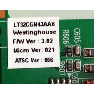 MAIN / WESTINGHOUSE 5600110532 / 2970055004 / LT32D / LT32CGN / MODELOS LTV-27W6HD / LTV-32W6HD	