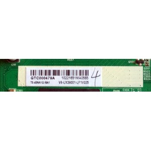 MAIN / TCL T8-48NA1G-MA1 / 40-UX38NA-MAG2HG / V8-UX38001-LF1V025 / GTC000479A / PANEL LVF480CS0T E29 / MODELOS 48FS3750 / 48FS3750TAAA