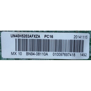 MAIN / SAMSUNG BN94-08110A / BN97-08781E / BN41-02245A / MODELO UN40H5203AFXZA UF05 / DISPLAY LSF400HM02-A01 / PANEL CY-DF400BGLV1H	