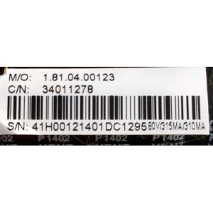 MAIN / FUENTE / (COMBO) / ELEMENT 41H0012 / CV3393BH-A32 / 34011278 / MODELO ELEFW328 / PANEL LSC320AN02