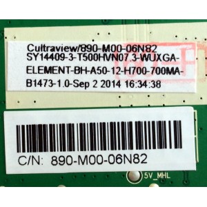 MAIN FUENTE ((COMBO)) PARA TV ELEMENT / NUMERO DE PARTE 890-M00-06N82 / CV3393BH-A50 / SY14409 / SY14409-2 / SY14409-3 / SY14409-6 / CV3393BH-A50-12-X001 / 1.81.36.00601 / PANEL´S T500HVN07.3 / T500HVN04.1 / MODELO ELEFW504