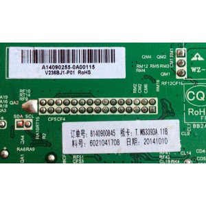 MAIN / HITACHI A14090255 / T.MS3393A.11 / 6021041708 / MODELO LE24K318E / PANEL V236BJ1-P01