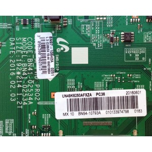 MAIN / SAMSUNG BN94-10793A / BN41-02534A / BN97-10642A / PANEL CY-VK049BGLV3H HW22 / MODELO UN49K6250AFXZA FA01