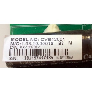 FUENTE DE PODER / ELEMENT 38J1574 / CVB42001 / RX-130731-1 / CVB42001-2 / 1.93.10.00018 / F50CV3393BHCPW12  / MODELO ELEFT406 / PANEL D400D3-GG51-COX