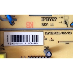 FUENTE / BACKLIGHT INVERTER / RCA RE46DZ1120 / IPB727 / 899-727-B0004 / C1315048424 / PANEL V260B2-L03(KJ) / MODELO 26LA30RQD