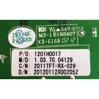 MAIN / APEX 1201H0017 / CV318H-A / 1.03.70.04129 / PANEL T260XW06 V.3 / MODELO LE2612D