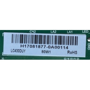MAIN / FUENTE / (COMBO) / TOSHIBA H17081877 / TP.MS3553.PC706 / LC430DUY / MODELO 43L420U / PANEL K430WDRC	