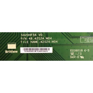 MAIN / INSIGNIA 55.42S25.M01 / 5542S25M01 / S420HF56 V0 / 42S24-M04 / 48.42S24.M04 / PANEL T420HW08.V9 / MODELO NS-42D240A13	