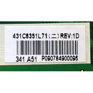 MAIN / TOSHIBA 75033728 / 431C6351L71 / 461C6351L71 REV:1D / SRK50T / VTV-L50701 REV:1 / PANEL C390LD-DF61 REV.1A / MODELO 39L4300U
