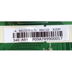MAIN / TOSHIBA 75033728 / 431C6351L71 / 461C6351L71 REV:1D / SRK50T / VTV-L50701 REV:1 / PANEL C390LD-DF61 REV.1A / MODELO 39L4300U