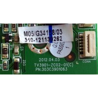 LED DRIVER / PIONNER 510-121130262 / KB-6160 / 303C3901063 / TV3901-ZC02-01(C) / PANEL T390HVN01.0 / MODELO PLE-3902FHD