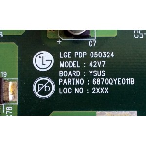 Y-SUS / LG 6871QYH036B / 6870QYE011B / PARTE SUSTITUTA 6871VSNB03E / PANEL PDP42V704A2 / MODELOS 42PM3MV-UC / 42PX3DBV-UC / 42PX3DCV-UC / 42PX3DLV-UC / 42WP56T