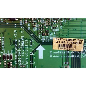 MAIN / SAMSUNG BN96-19175A / BN97-03994Y / BN97-05675A / BN41-01436C / PANEL LTF400HF15-A04 / MODELO LN40C650L1FXZA SQ02 / NOTA IMPORTANTE: PARTES SUSTITUTAS CHECAR EN DESCRIPCION