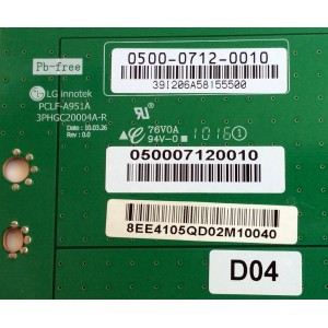 BACKLIGHT INVERSOR / VIZIO 0500-0712-0010 / PCLF-A951A / 3PHGC20004A-R / 050007120010 / REV:0.0 / PANEL LC420DUHN (SC)(M1) / MODELOS XVT423SV / XVT423SV LAPPGJA