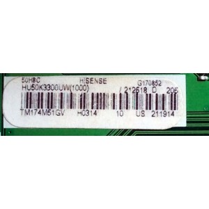 MAIN / HISENSE 212518 / RSAG7.820.6715/ROH / HU50K3300UW(1000) / 211914 / G170852 / PANEL HD500DU-B53\LD\S0\GM\ROH 193682 / MODELO 50H8C