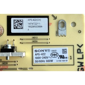 FUENTE DE PODER PARA TV SONY BRAVIA / NUMERO DE PARTE 147472211 / 147472212 / 1-983-477-12 / 1-983-477-13 / 1-474-722-11 / 1-474-722-12 / APS-422(CH) / APS-422 / PANEL LE550AQP / MODELOS XBR-55A8F / XBR55A8F / XBR-65A8F / XBR65A8F / XBR-65A8H / XBR65A8H