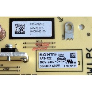 FUENTE DE PODER PARA TV SONY BRAVIA / NUMERO DE PARTE 147472211 / 147472212 / 1-983-477-12 / 1-983-477-13 / 1-474-722-11 / 1-474-722-12 / APS-422(CH) / APS-422 / PANEL LE550AQP / MODELOS XBR-55A8F / XBR55A8F / XBR-65A8F / XBR65A8F / XBR-65A8H / XBR65A8H